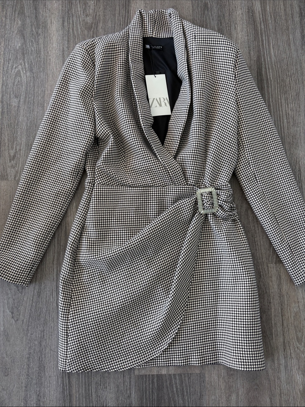ZARA HOUNDSTOOTH MINI BLAZER DRESS - Picture 5 of 8